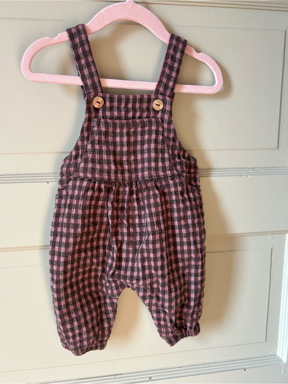 Zara girls cotton gingham overalls - 3-6m
